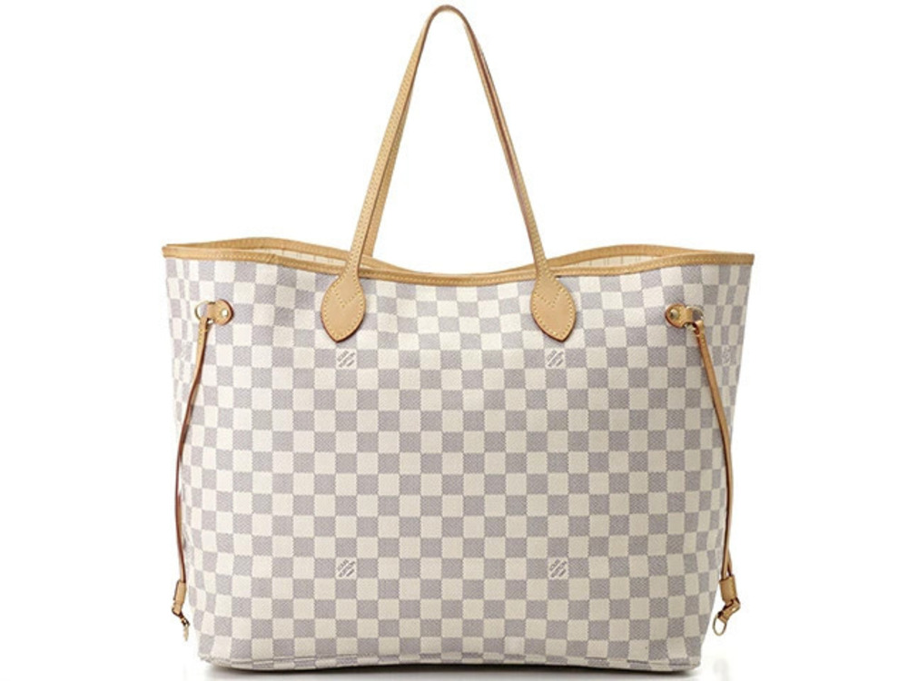 LOUIS VUITTON Neverfull Damier Azur White